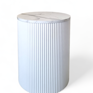 Fluted Marble Storage Side Table