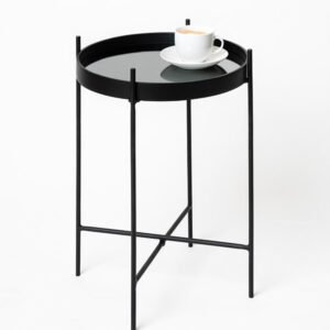 Matt Black Mirror Side Table