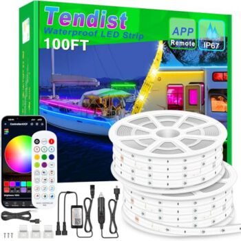 100FT Boat Lights LED Waterproof, 12V Marine Light Strip for Boat, RGB Marine LED Strip 12V with App & Remote for Pontoon Interior and Exterior, Night Fishing Lighting for Jon,...