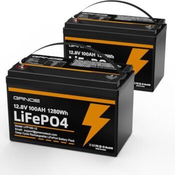 2-Pack 12V 100Ah LiFePO4 Lithium Battery Group 31 Built-in 100A BMS, Low-Temp Protection Up to 15000 Deep Cycles Rechargeable Battery for RV, Marine, Solar System, Van, Trailer,...