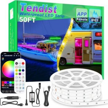 50FT Boat Lights LED Waterproof, 12V Marine Light Strip for Boat, RGB Marine LED Strip 12V with App & Remote for Pontoon Interior and Exterior, Night Fishing Lighting for Jon,...