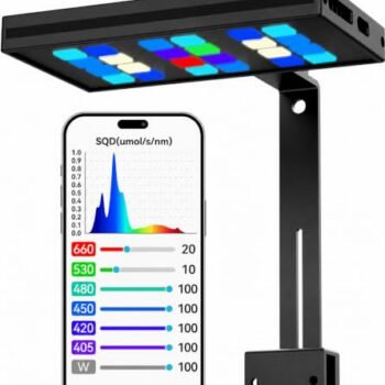 AquaHorti MegaReef 100 Reef LED Light for SPS/LPS Corals, Built-in App Control, 7-Channel Independent Control, Real-Time Spectrum Visualization, Sunrise/Sunset and Multi-Light Sync