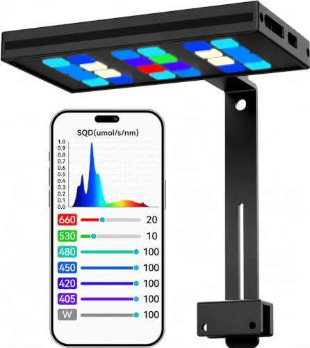 AquaHorti MegaReef 100 Reef LED Light for SPS/LPS Corals, Built-in App Control, 7-Channel Independent Control, Real-Time Spectrum Visualization, Sunrise/Sunset and Multi-Light Sync