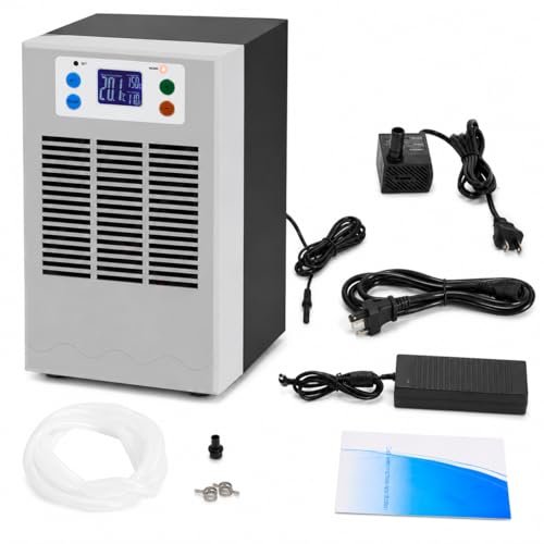 CUBELLIN Aquarium Chiller 30L/7.9 Gal Fish Pond Chiller Dc 12v Mini Tank Chiller for Axolotl, 1-3L/Min Circulation Pump, 10-40°C Digital Temperature Control for Fish, Shrimp &...