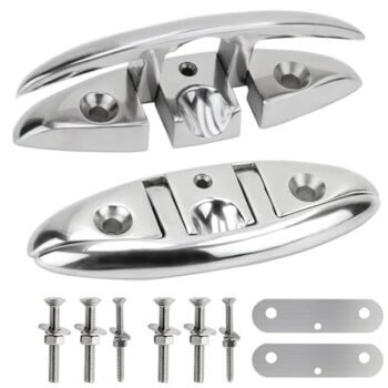 Laorde Boat Cleat 5" 6 inch 316 Stainless Steel Folding Cleats Marine Grade Rope Cleat Flip Up Dock Cleat for Boat Kayak and Decoration with Fastener (5 inch 2 PCS (with Back...