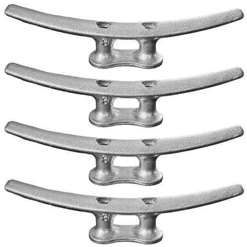 Laorde Boat Dock Cleats Galvanized 8"/10"/12" Large Cast Iron Dock Cleats Marine Grade Rope Cleat for Mooring, Pier, Deck, Tie Down (10 inch 4 Pack)