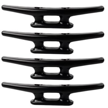 Laorde Nylon Boat Cleats Black, 4"/5"/6"/8", Marine Grade Dock Cleats for Rope, Kayak, Mooring, Canoe, Maritime Decor, Tie Down (8 inch 4 Pack)