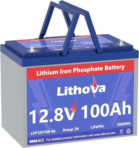 Lithova 12V 100Ah Trolling Motor LiFePO4 Battery for RVs,Marine,Boat,Solar