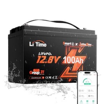 Litime 12V 100Ah Trolling Motor LiFePO4 Battery for Marine, Boat, Yacht