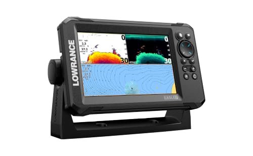 Lowrance Eagle 7 FishFinder/Chartplotter with SplitShot HD Transducer and Preloaded C-MAP Inland Charts, 7-inch IPS Screen, Black, 000-16114-001