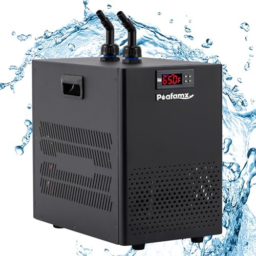 Poafamx Aquarium Chiller 26gal, 1/13 HP Small Water Chiller for Axolotl