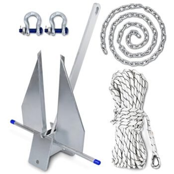 SajoSolid 5/8/10/13/18/25 Boat Anchor Kit with Chain, Rope and Shackles