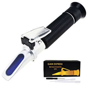 Tri-Scale Refractometer ATC Brix 0-10%/ Salinity 0-100PPT/ Specific Gravity 1.000-1.070, for Saltwater Brackish Marine Reef Tank Salt Sea Water Hydroponic Aquarium Control...