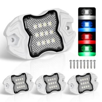 ULITECO 4PCS RGBW Boat Courtesy Lights, IP68 Waterproof 12V