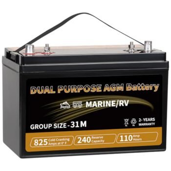 Weize BCI Group 31M Dual Purpose AGM Battery, 240RC 825CCA 12V 110AH Starter & Deep Cycle Sealed Marine & RV Battery